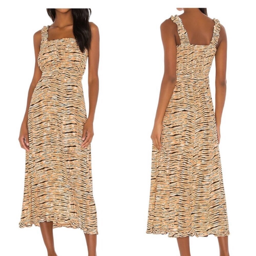 Faithfull The Brand Saint Tropez Midi Dress Animal Print Size Us4